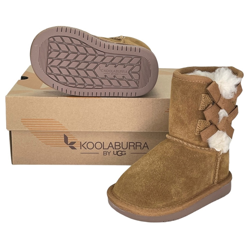 Koolaburra UGG Toddler’s 6 Victoria Short Boot Tan Suede Leather Faux Fur Lining - Picture 11 of 11
